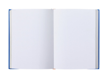已打开的书与孤立在白色的空白页