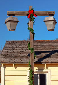 圣诞灯邮政老镇屋顶加利福尼亚圣地亚哥