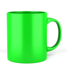 孤立在白色背景上的绿色陶瓷杯