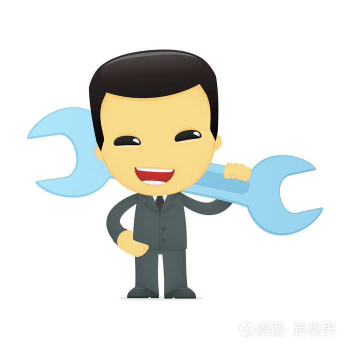 可爱的卡通亚洲商人