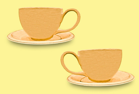 杯被隔绝在黄色背景上的咖啡