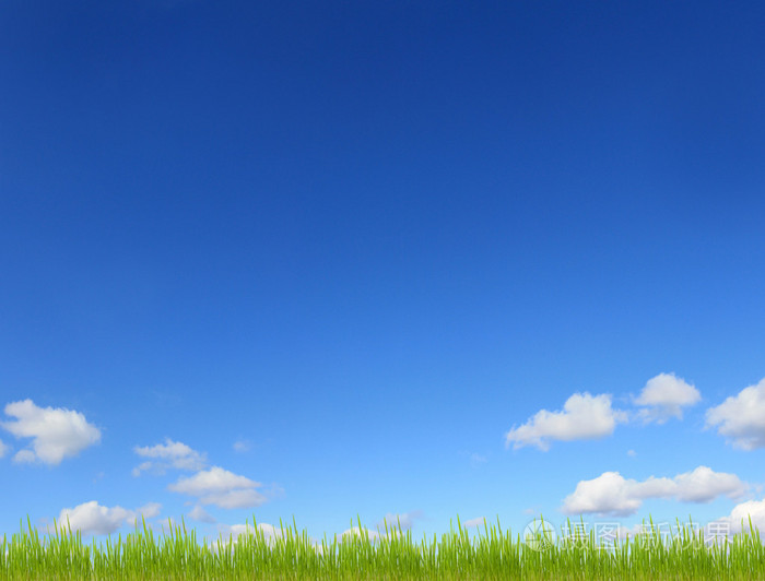 蓝天和绿草背景