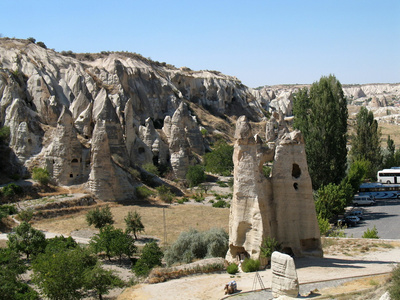 古代洞穴的城市在格雷梅，卡帕多细亚 土耳其