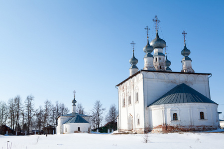 蓝蓝的天空 background.suzdal，俄罗斯反对大教堂