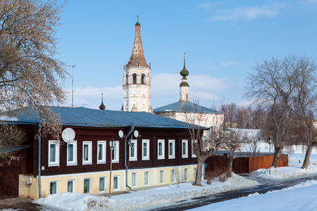 蓝蓝的天空 background.suzdal，俄罗斯反对大教堂