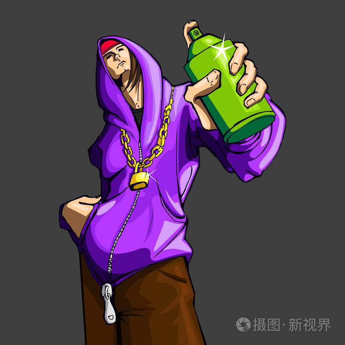 酷的家伙持有喷漆