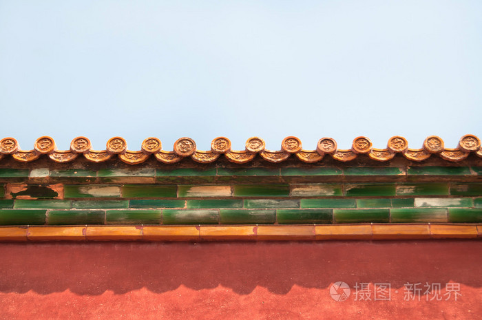 华丽的屋顶瓦片 紫禁城 北京