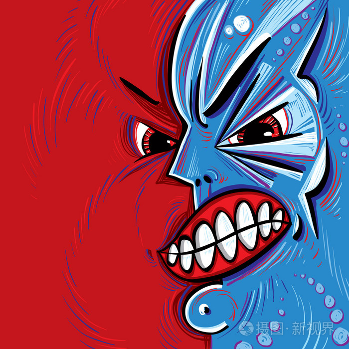 愤怒的脸矢量卡通