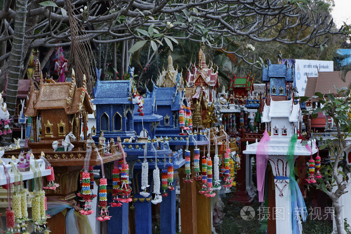 泰国 大城府，这些寺庙离开在这神圣的诚心微型将由泰国置于内存中的亲人的