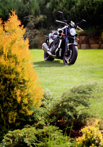摩托车在草地上