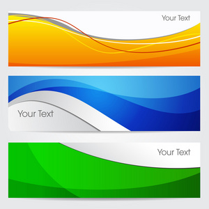 矢量图的横幅或网站标题与绿色 orenge 和蓝色颜色波。eps 10 格式