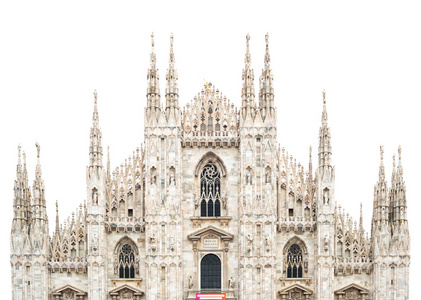 米兰大教堂的圆顶前上方白色上隔离。意大利 europ