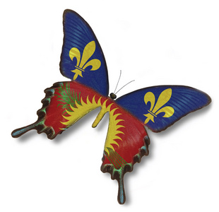 瓜德罗普岛标志上蝴蝶
