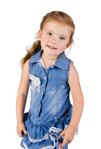 可爱微笑的小女孩穿裙子的肖像