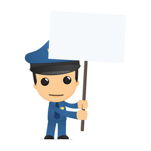 里矢量请勿触摸标志与刮板工作在路中间的道路工程可爱的卡通警察禁止