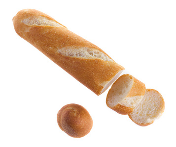 芝麻糊孤立在白色背景上的白色法式长棍面包面包