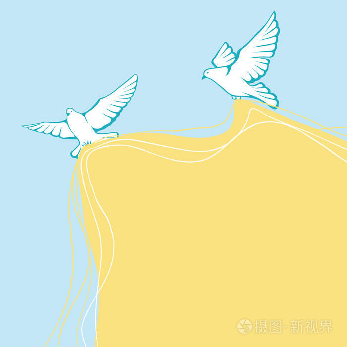飞翔的鸽子背景.手工绘制的矢量图