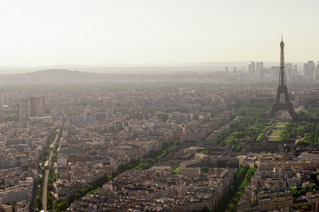 埃菲尔铁塔在巴黎蒙帕纳斯大厦从视图中