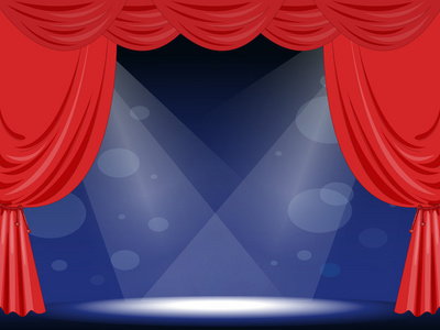 内政部与投影仪擦红色的窗帘,白色的明亮的窗帘,你的背景红色剧院幕