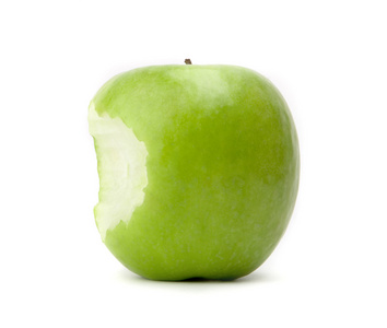 绿色被咬的苹果