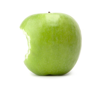 绿色被咬的苹果