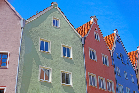 美丽多彩的房子在福森，巴伐利亚，德国