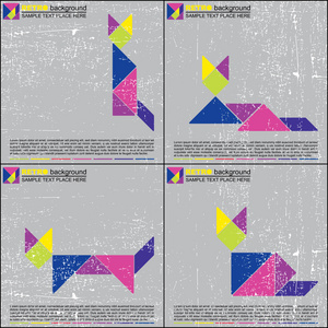 猫头猫在俱乐部弹钢琴键盘多彩七巧板猫-矢量背景猫保存2020圣诞节