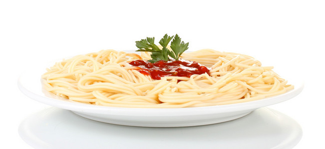 意大利 spagetti 熟隔离白底白板中