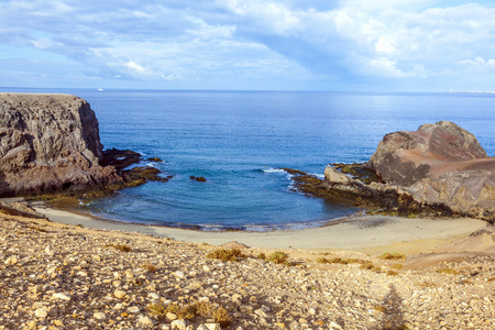 普拉德帕帕加约海滩上兰萨罗特岛，加那利群岛
