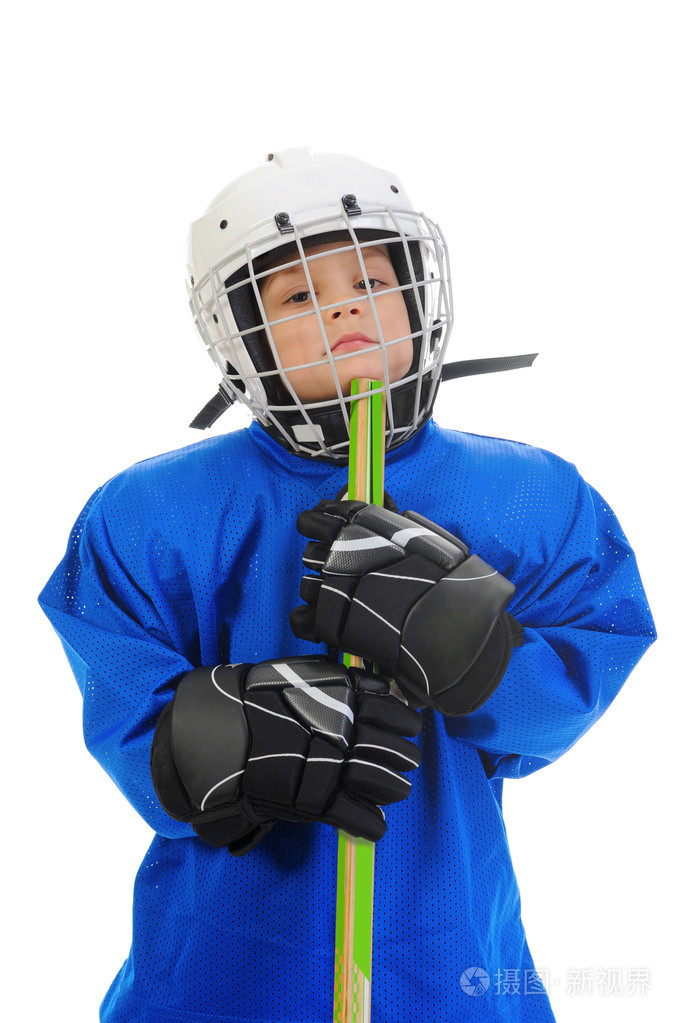 小男孩曲棍球球员