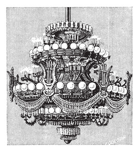 巴黎歌剧院的枝形吊灯复古雕刻图片