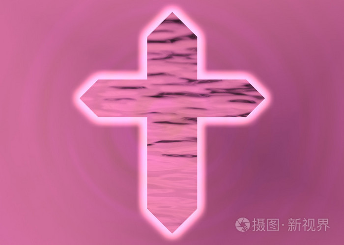 粉红色发光基督教的十字架