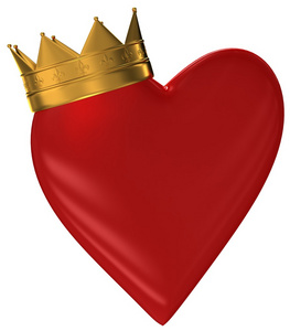 红色的心与金冠