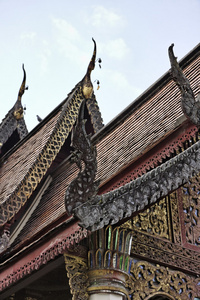 泰国，清迈，ket 卡拉姆寺 wat ket 卡拉姆，木质屋顶装饰