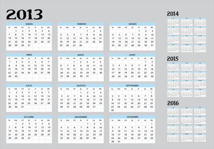 2013 至 2016 年的日历