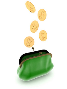 绿色钱包硬币欧元