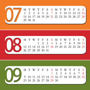 2013 年三个月的日历