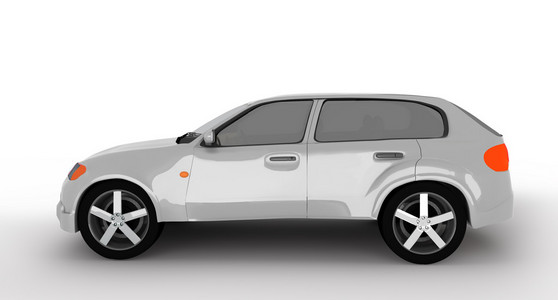 孤立在白色背景上的灰色金属交叉车的概念。侧视图