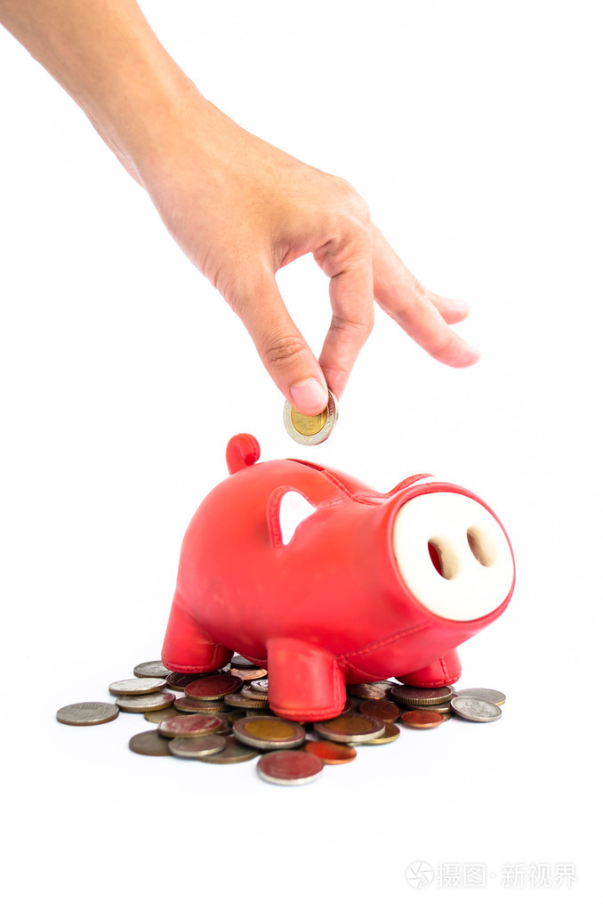 红色小猪用一只手