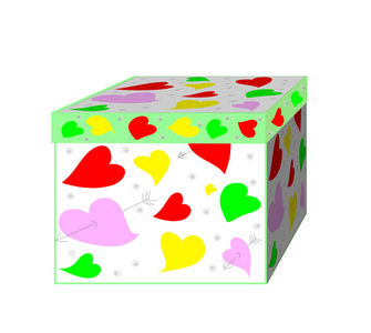 一份精美的礼物盒用白色背景上的心