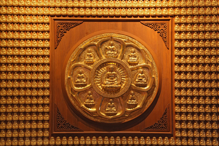 金轮的佛龙寺泰国在墙上