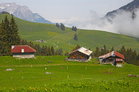 在瑞士阿尔卑斯山，瑞士，euripe 中的山村