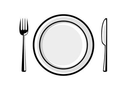 板和白色背景上的餐具