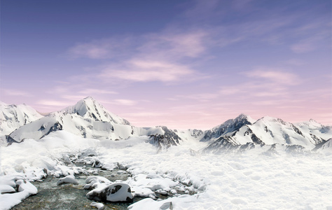 山风景与雪