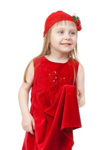 一个年轻女孩在红色的肖像