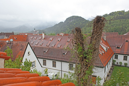 美丽的屋顶的房子在福森，巴伐利亚，德国