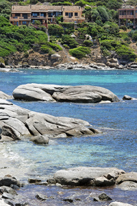 撒丁岛海岸的全景视图