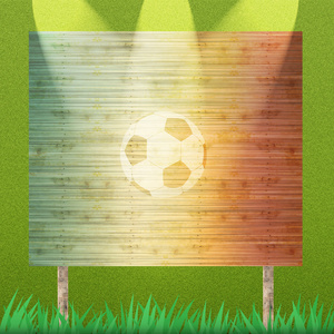 足球和广告牌上的草背景和纹理