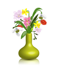 花瓶里的春天的花朵