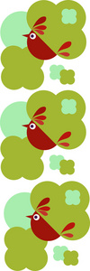 可爱的小鸟和绿色花设计